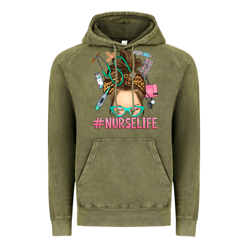 Messy Bun Nurse Life Vintage Hoodie by RanaPortraitStore | Teevron