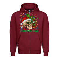 Burgundy Christmas Vibes Zipper Hoodie - BundleAndBundleShop