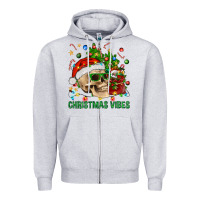Heather Grey Christmas Vibes Zipper Hoodie - BundleAndBundleShop