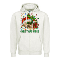 Oatmeal Heather Christmas Vibes Zipper Hoodie - BundleAndBundleShop