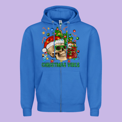 Christmas Vibes Zipper Hoodie Designed By Bundleandbundleshop