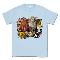 Dusty Blue hereford bull western background Classic Tee - LillyAllenDesigns