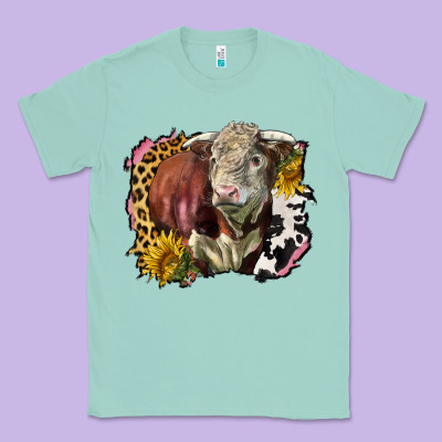 Hereford Bull Western Background Classic Tee Designed By Lillyallendesigns