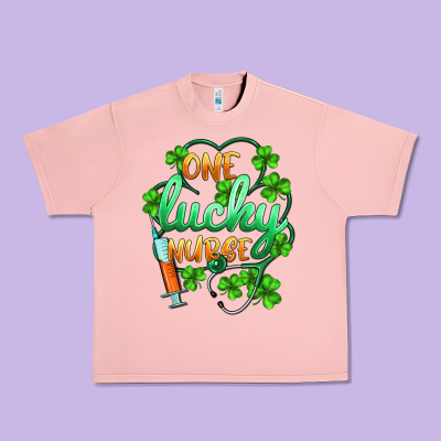 St.patricks One Lucky Nurse Urban Heavy Tee Designed By Barkaloodesign