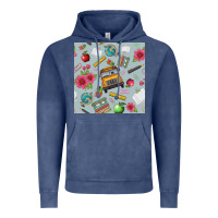 Vintage Denim school bus back to school seamless pattern Vintage Hoodie - BundleAndBundleShop