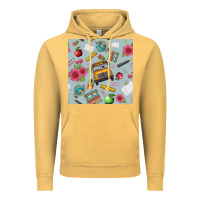 Vintage Mustard school bus back to school seamless pattern Vintage Hoodie - BundleAndBundleShop