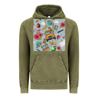 Vintage Olive school bus back to school seamless pattern Vintage Hoodie - BundleAndBundleShop