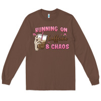 Chestnut running on caffeine & chaos Long Sleeve Tee - MaliasSmallBusiness