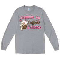 Heather Grey running on caffeine & chaos Long Sleeve Tee - MaliasSmallBusiness