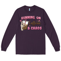 Plum running on caffeine & chaos Long Sleeve Tee - MaliasSmallBusiness