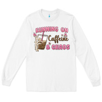 White running on caffeine & chaos Long Sleeve Tee - MaliasSmallBusiness