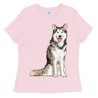 Bubblegum Pink husky Ladies Tee - RanaPortraitStore