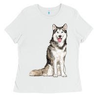 White husky Ladies Tee - RanaPortraitStore