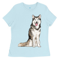 Baby Blue husky Ladies Tee - RanaPortraitStore