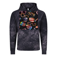 Cloud Black 4th of july glasses  seamless pattern Vintage Hoodie - BundleAndBundleShop