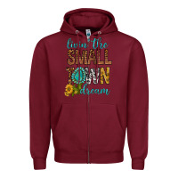 Burgundy Living The Small Town Dream Zipper Hoodie - BundleAndBundleShop