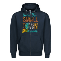 Navy Living The Small Town Dream Zipper Hoodie - BundleAndBundleShop