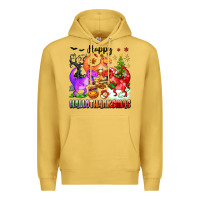 Antique Gold happy hallothanksmas dinosaur Premium Hoodie - texasbilliewilder
