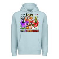 Blue Mist happy hallothanksmas dinosaur Premium Hoodie - texasbilliewilder