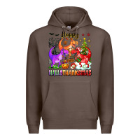 Coffee happy hallothanksmas dinosaur Premium Hoodie - texasbilliewilder