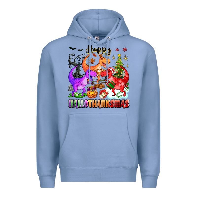 Happy Hallothanksmas Dinosaur Premium Hoodie by texasbilliewilder | Teevron