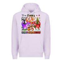 Lilac happy hallothanksmas dinosaur Premium Hoodie - texasbilliewilder