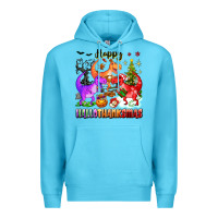 Ocean Blue happy hallothanksmas dinosaur Premium Hoodie - texasbilliewilder