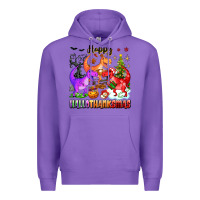Purple happy hallothanksmas dinosaur Premium Hoodie - texasbilliewilder