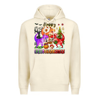 Sandshell happy hallothanksmas dinosaur Premium Hoodie - texasbilliewilder