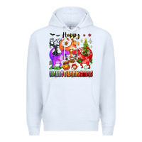 White happy hallothanksmas dinosaur Premium Hoodie - texasbilliewilder