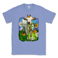 Colony Blue charolais heifer with sunflower and daisies Classic Tee - LillyAllenDesigns