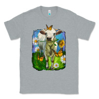 Heather Grey charolais heifer with sunflower and daisies Classic Tee - LillyAllenDesigns