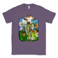 Lavender charolais heifer with sunflower and daisies Classic Tee - LillyAllenDesigns