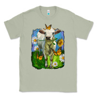 Matcha charolais heifer with sunflower and daisies Classic Tee - LillyAllenDesigns