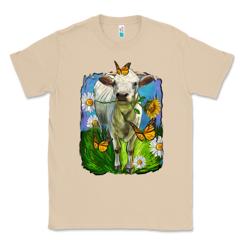 Charolais Heifer With Sunflower And Daisies Classic Tee by LillyAllenDesigns | Teevron