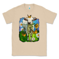 Mushroom charolais heifer with sunflower and daisies Classic Tee - LillyAllenDesigns