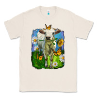 Natural charolais heifer with sunflower and daisies Classic Tee - LillyAllenDesigns
