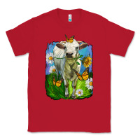 Red charolais heifer with sunflower and daisies Classic Tee - LillyAllenDesigns
