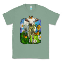 Sage charolais heifer with sunflower and daisies Classic Tee - LillyAllenDesigns
