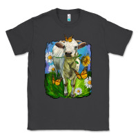 Smoke charolais heifer with sunflower and daisies Classic Tee - LillyAllenDesigns