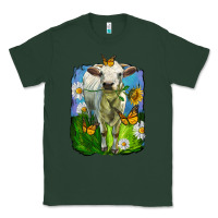 Sports Green charolais heifer with sunflower and daisies Classic Tee - LillyAllenDesigns