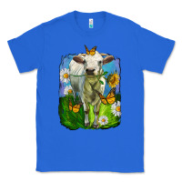 True Royal charolais heifer with sunflower and daisies Classic Tee - LillyAllenDesigns