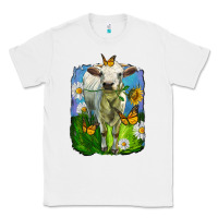 White charolais heifer with sunflower and daisies Classic Tee - LillyAllenDesigns