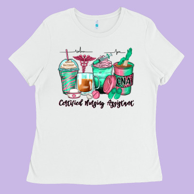 Certified Nursing Assistant Coffee Cups Ladies Tee Designed By Zillion Design Studio