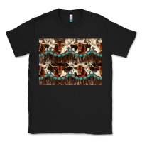Black Longhorn Cow Pattern Classic Tee - CowhideDigitalArt