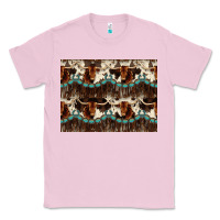 Bubblegum Pink Longhorn Cow Pattern Classic Tee - CowhideDigitalArt