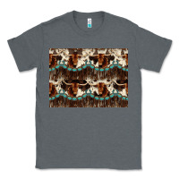 Charcoal Heather Longhorn Cow Pattern Classic Tee - CowhideDigitalArt