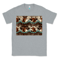 Heather Grey Longhorn Cow Pattern Classic Tee - CowhideDigitalArt