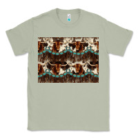 Matcha Longhorn Cow Pattern Classic Tee - CowhideDigitalArt