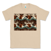 Mushroom Longhorn Cow Pattern Classic Tee - CowhideDigitalArt
